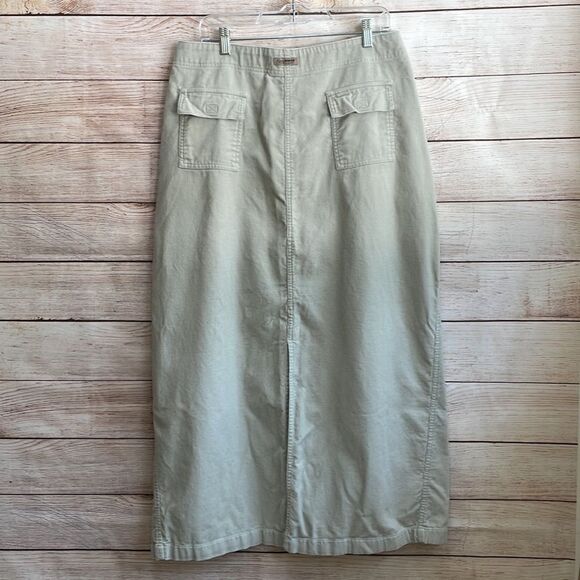 VINTAGE EDDIE BAUER CORDUROY MODEST MAXI SKIRT IN KHAKI - Picture 4 of 7